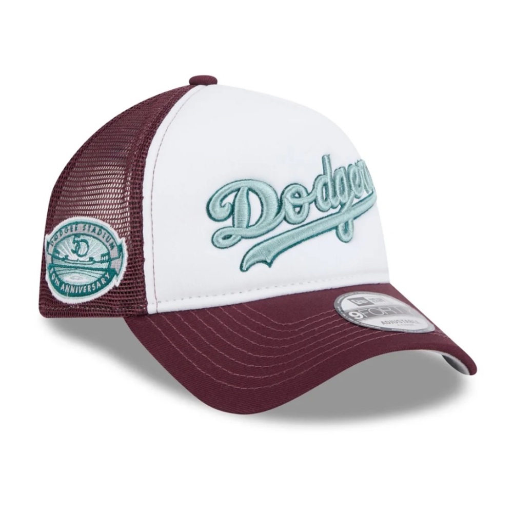 Dodgers Maroon and White Trucker Hat